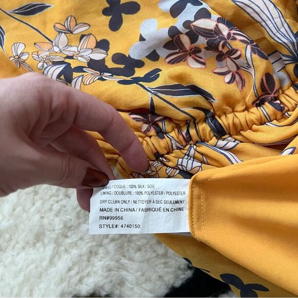 Shoshanna Carmela Yellow Silk Floral One-Shoulder Mini Dress - Picture 7 of 7